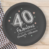 40と素晴らしいフォイルバルーンスターズ誕生日 ペーパープレート