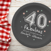 40と素晴らしいフォイルバルーンスターズ誕生日 ペーパープレート