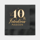 40と素晴らしいフォーティート誕生日パーソナライズされた名 箔ナプキン (正面)
