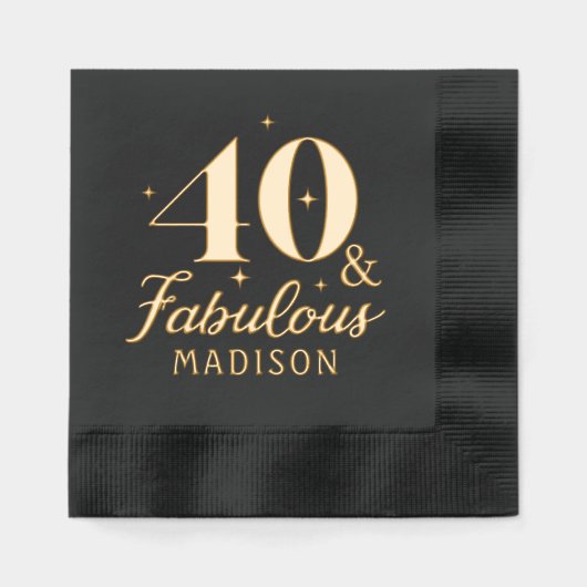 40と素晴らしいフォーティート誕生日パーソナライズされた名 箔ナプキン (正面)