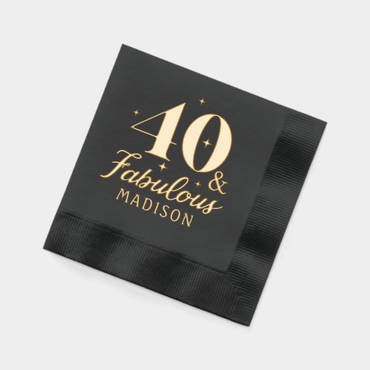 40と素晴らしいフォーティート誕生日パーソナライズされた名 箔ナプキン (左)