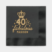 40と素晴らしいフォーティート誕生日パーソナライズされた名 箔ナプキン (正面)