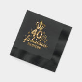 40と素晴らしいフォーティート誕生日パーソナライズされた名 箔ナプキン (左)