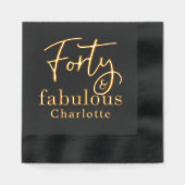 40と素晴らしいフォーティート誕生日パーソナライズされた名 箔ナプキン (正面)