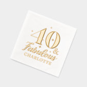 40と素晴らしいフォーティート誕生日 パーソナライズされた 箔ナプキン (左)