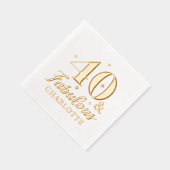 40と素晴らしいフォーティート誕生日 パーソナライズされた 箔ナプキン (右)