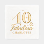 40と素晴らしいフォーティート誕生日 パーソナライズされた 箔ナプキン (正面)