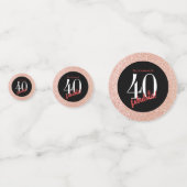 40と素晴らしいブラックとバラ金ゴールドグリッター コンフェッティ (正面)