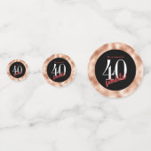 40と素晴らしいブラックアンドバラ金ゴールド誕生日 コンフェッティ (正面)