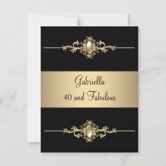 40と素晴らしいブラックコーヒートリム誕生日パーティー 招待状 (正面)