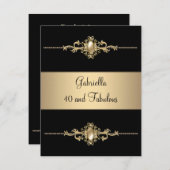 40と素晴らしいブラックコーヒートリム誕生日パーティー 招待状 (正面/裏面)