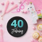 40と素晴らしいブラックブルー40th誕生日パーティー ペーパープレート (パーティー)