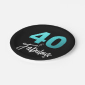 40と素晴らしいブラックブルー40th誕生日パーティー ペーパープレート (アングル)