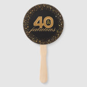 40と素晴らしいブラック金ゴールドグリッターはシックに輝く ハンドファン (裏面)