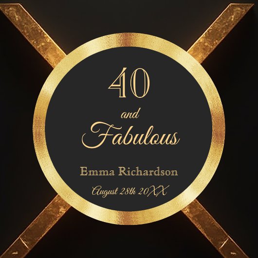 40と素晴らしいブラック金ゴールド名 ラウンドシール