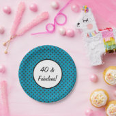 40と素晴らしいブルーの水玉模様 ペーパープレート (パーティー)
