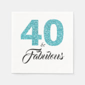 40と素晴らしいブルーグリッター40th誕生日パーティー スタンダードカクテルナプキン (正面)