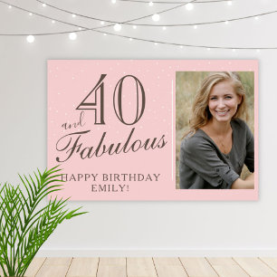 40と素晴らしいモダンピンク40th誕生日の写真 ポスター