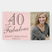 40と素晴らしいモダンピンク40th誕生日の写真 横断幕 (横)