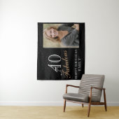 40と素晴らしいモダンブラック40th誕生日の写真 タペストリー (インサイチュ)