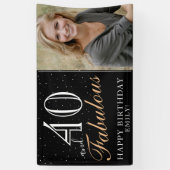 40と素晴らしいモダンブラック40th誕生日の写真 横断幕 (縦)