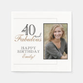 40と素晴らしいモダン誕生日写真 スタンダードカクテルナプキン (正面)