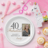 40と素晴らしいモダン誕生日写真 ペーパープレート (パーティー)