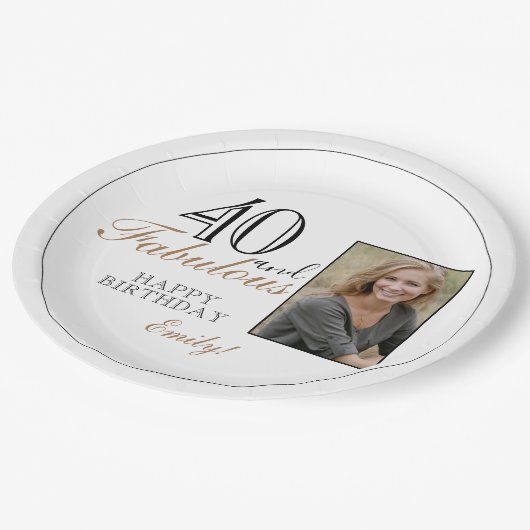 40と素晴らしいモダン誕生日写真 ペーパープレート (アングル)