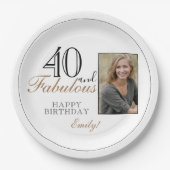 40と素晴らしいモダン誕生日写真 ペーパープレート (正面)