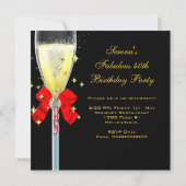 40と素晴らしいレッドブラック金ゴールド誕生日パーティー 招待状 (裏面)