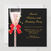 40と素晴らしいレッドブラック金ゴールド誕生日パーティー 招待状 (裏面)
