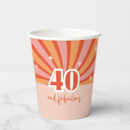 40と素晴らしいレトロな誕生日パーティー 紙コップ