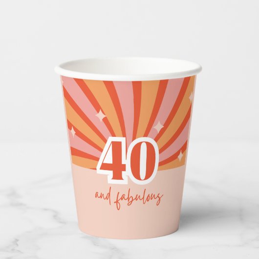 40と素晴らしいレトロな誕生日パーティー 紙コップ (正面)