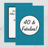 40と素晴らしいレトロ水玉模様 招待状 (正面/裏面)