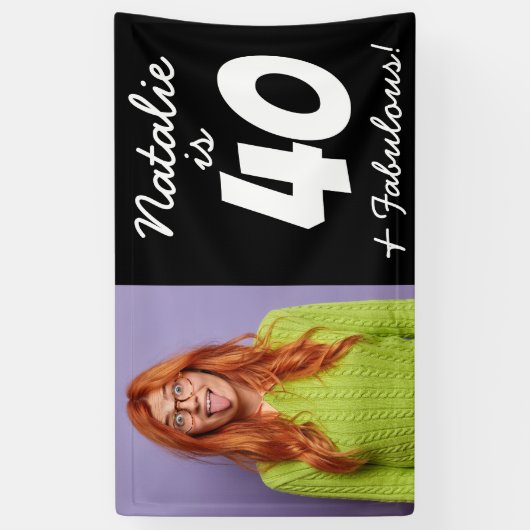 40と素晴らしい写おもしろい真パーソナライズされた誕生日 横断幕 (縦)