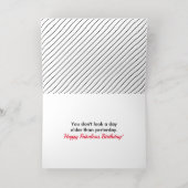 40と素晴らしい写真名ブラック&ストライプ誕生日 箔グリーティングカード (内側レイダウン)