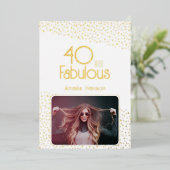 40と素晴らしい写真40th誕生日ゴールドフォイルカード 箔招待状 (立ち正面)