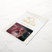 40と素晴らしい写真40th誕生日ゴールドフォイルカード 箔招待状 (回転した状態)