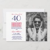 40と素晴らしい写真40th誕生日パーティー 招待状 (正面)