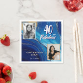 40と素晴らしい大理石グリッター2フォト誕生日 スタンダードカクテルナプキン (インサイチュ)