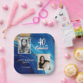 40と素晴らしい大理石グリッター2フォト誕生日 ペーパープレート (パーティー)