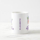 40と素晴らしい文字 – 水彩フローラブーケ コーヒーマグカップ (中央)