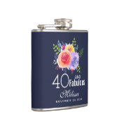 40と素晴らしい文字 – 水彩フローラ誕生日 フラスク (右)