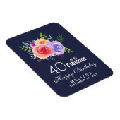 40と素晴らしい文字 – 水彩フローラ誕生日 マグネット (右側)