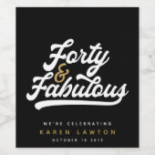 40と素晴らしい白黒 ワインラベル (シングルラベル)