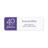 40と素晴らしい紫と白の住所 シール (正面)