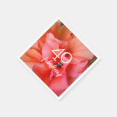 40と素晴らしい花の写真の誕生日パーティー スタンダードカクテルナプキン (角)