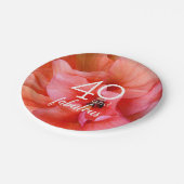 40と素晴らしい花の写真の誕生日パーティー ペーパープレート (アングル)