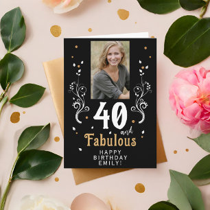 40と素晴らしい葉40th誕生日の写真 カード