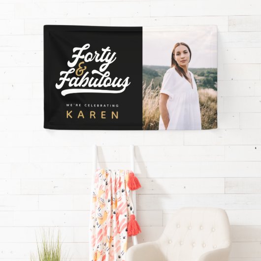 40と素晴らしい誕生日のフォトバナー 横断幕 (インサイチュ)
